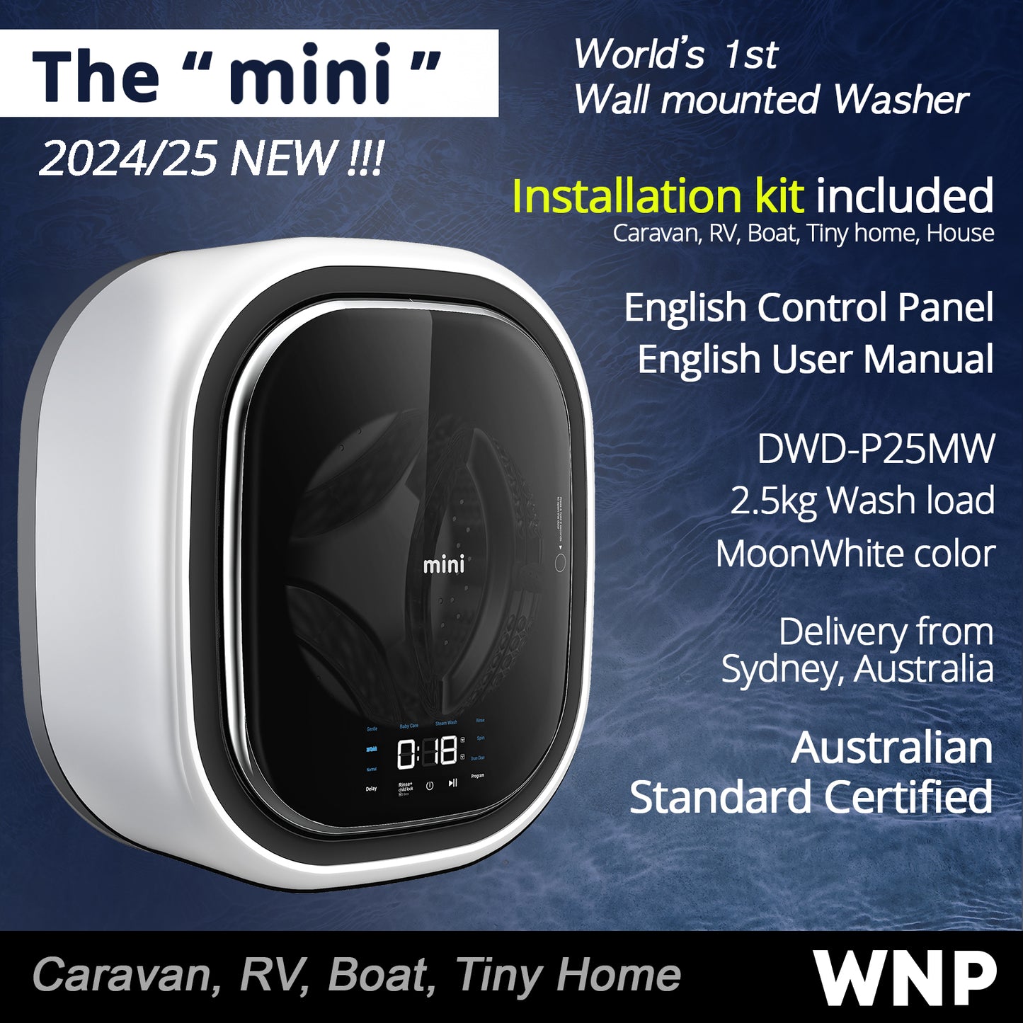 The ‘mini’  Wall-Mounted Caravan Washing Machine 2.5KG