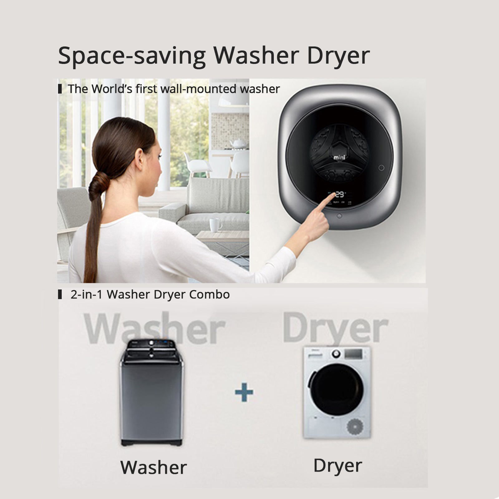 Wall Mounted Tiny Washer Dryer Daewoo Mini Drum Washer Dryer